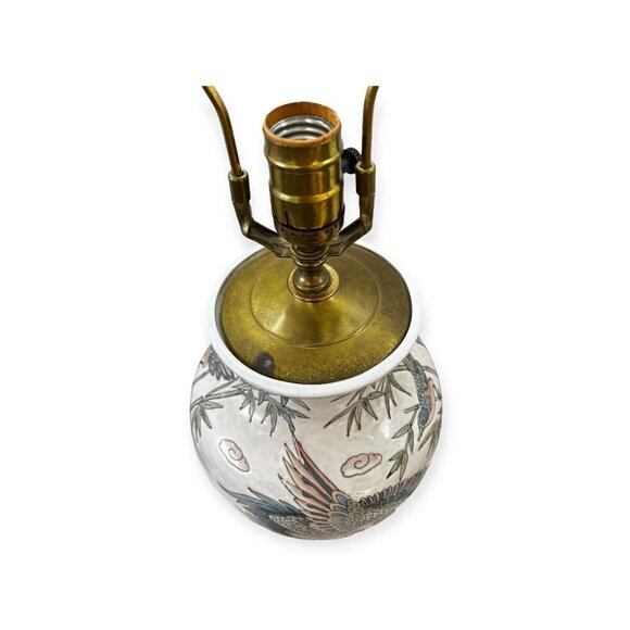 Japanese porcelain table lamp Antique With Wood Base 27" tall - Picture 13 of 13